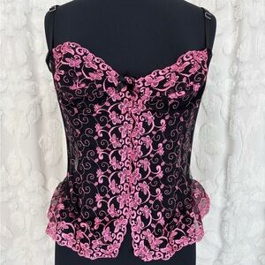 Elegant Moments Black and Pink Lace Bustier size 36